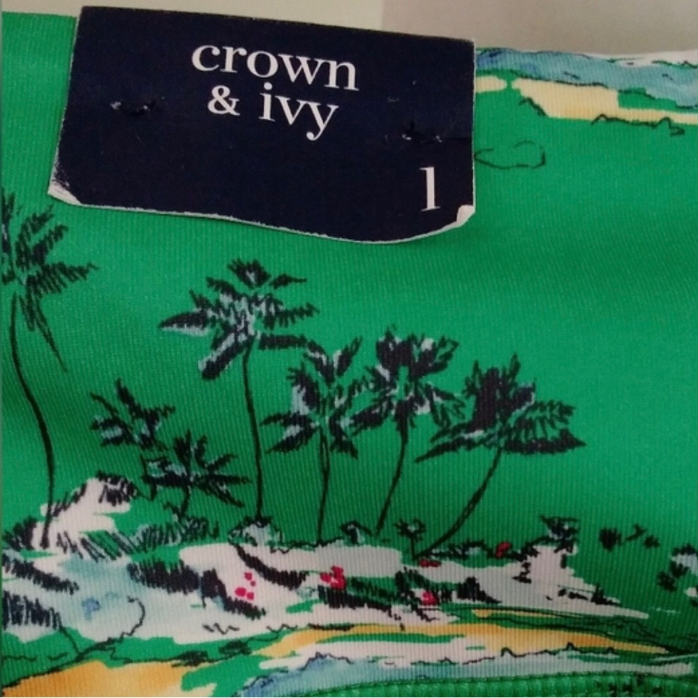 Crown & Ivy Tropical Print Sport Leggings NWT - Picture 2 of 5